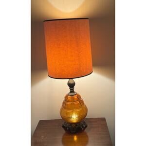 EF Industries Glass Tri-Lite Table Lamp. Amber glass. Mid-Century. 1970. Vintage